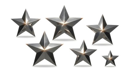 Obraz premium Six shiny metallic stars arranged in a group, offering a sense of excellence and achievement
