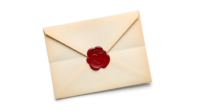 A vintage envelope sealed with red wax, symbolizing a secret correspondence or important communication. The envelope is slightly aged, and the wax seal adds a touch of elegance and mystery. 