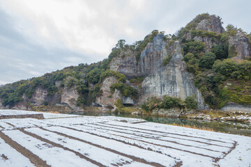 耶馬渓の雪景色（大分県中津市耶馬渓）