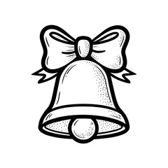 Simple Christmas bell illustration for a toddlers first Christmas coloring book large bold outlines minimal details high contrast black and white line art cute and playful style centere