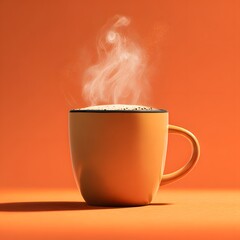 national cappuccino day with hot caffeine idea steaming mug of coffee with glowing particles on a dark background