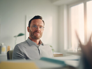 Obraz premium Mature Businessman Portrait in Modern Office Environment