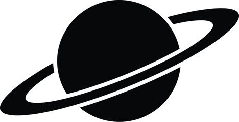 Simple black planet with rings graphic on transparent background silhouette © Jesmin