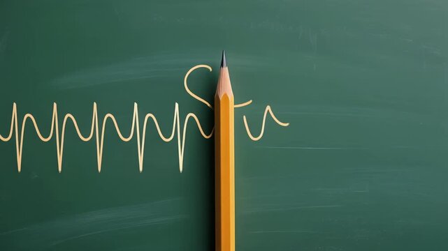 マットなミュートグリーン背景に、学習修了を象徴する単体の鉛筆を配置した映像です。
穏やかな光のパルスが、努力の積み重ねと静かな達成感を表現します。