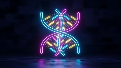 Neon DNA Helix - A Vibrant Symbol of Genetic Science.
