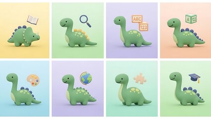 Obraz premium Cute Dinosaur Learning Concepts - A Fun Educational Journey.