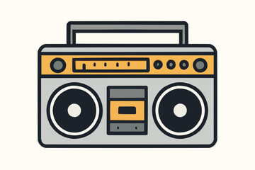 Retro Boombox Radio Flat Illustration
