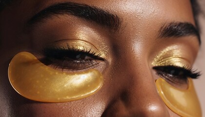 Under-Eye Patches on Smooth Skin. Beautiful Black Woman Portrait
