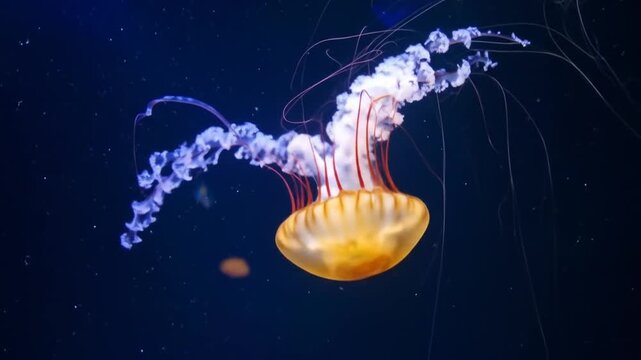Jellyfish Grace: Underwater Ballet of a Golden Sea Nettle in Motion