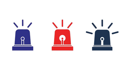 Three emergency vehicle lights in blue red and dark blue silhouette © inhrvect