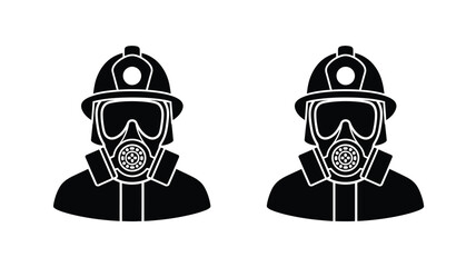 Two firefighters in full gear a striking black and white silhouette © IMkM00i76