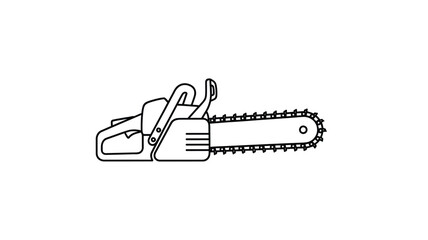 Detailed drawing of a chainsaw focusing on its mechanical components silhouette