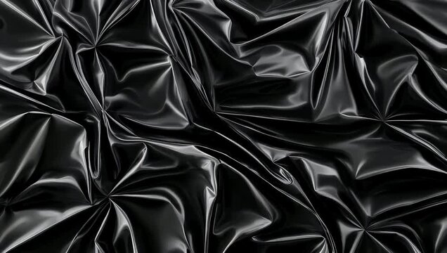 Abstract 4K Ultra HD monochrome visual effect featuring an optical illusion created by distinct black and white zig zag lines that resemble a creased crinkled or wrinkled surface texture