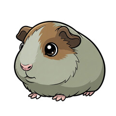 Adorable illustration of a cute guinea pig with big eyes, perfect for pet lovers and children's content