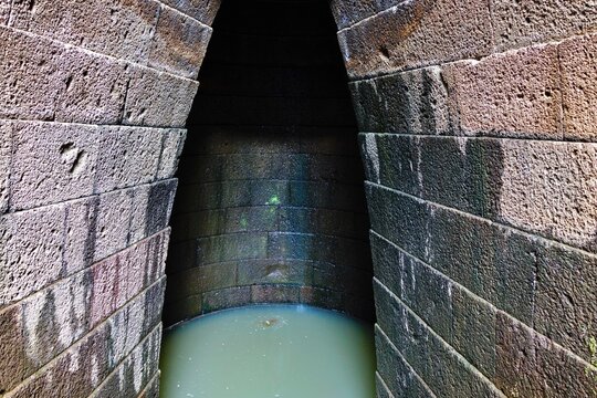 Detail of Santa Cristina sacred well in sardinia, italy