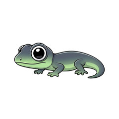 Cute cartoon gecko with big eyes, a charming amphibian illustration