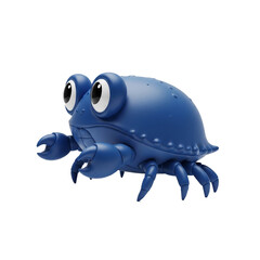 Adorable Cartoon Blue Crab Character with Big Googly Eyes and Claws, Side View