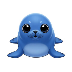 Adorable Blue Seal Pup Character with Big Eyes