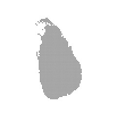 dotted halftone black silhouette of sri lanka map isolated. sri lanka country map for travel and presentation. sri lanka halftones map vector illustration.  world maps circle. global map., sri lanka