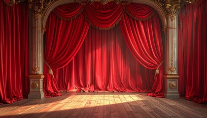 赤いカーテン　古い劇場　舞台