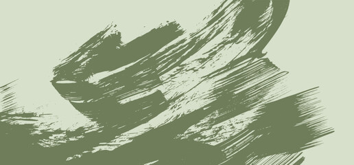 Abstract textured pale grass green distressed paint brush strokes background. Grunge forest color retro paintbrush lines smear with spray texture for banner, surface, poster design