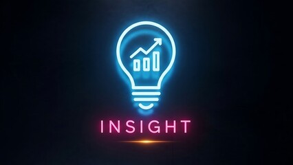 Insightful Neon Light Bulb with Rising Graph for Business Growth.