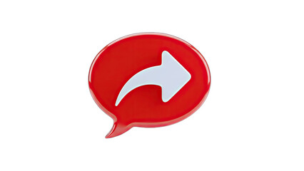 Share Icon in Red Speech Bubble on White Background