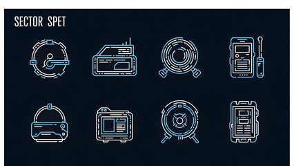 Sector SPET - Futuristic Icons for Technology and Security.