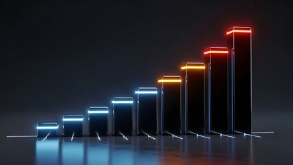 Neon Bar Chart - A Visual Representation of Growth.