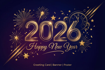 2026 new year concept goal celebration with golden fireworks and elegant typography creating festive business greeting mood new business of new year Concept
