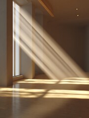 Fototapeta premium Sunlight Spreads Across a Minimal Background Creating Warm Tones in a Quiet Space During the Spring Season