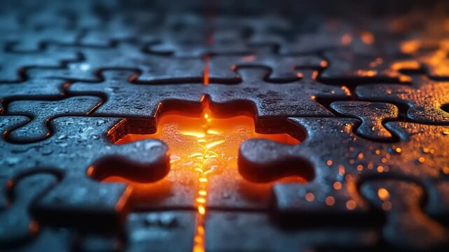 Illuminated Puzzle Pieces with Glowing Effect