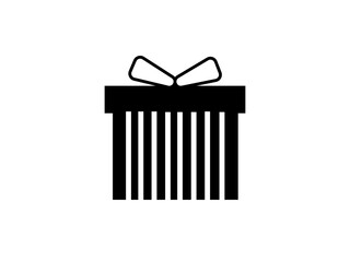 Vector Gift Box Icon – Black Present Symbol for Birthday and Christmas Graphics