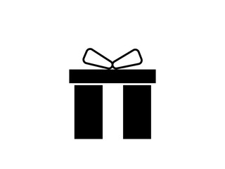 Vector Gift Box Icon &ndash; Black Present Symbol for Birthday and Christmas Graphics