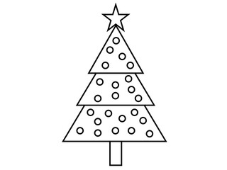 Christmas Tree with ornaments Vector &ndash; Black Silhouette Icon for Xmas and Festive Designs