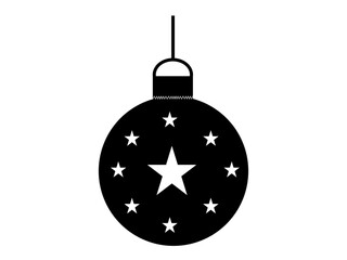 Black Xmas Ball with many white stars Vector &ndash; Simple Christmas Decoration Icon for Web and Graphics