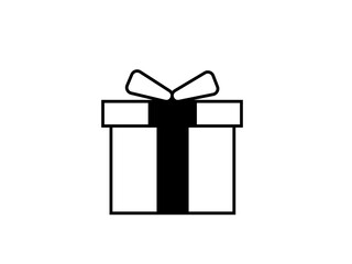 Vector Gift Box Icon &ndash; White Present Symbol for Birthday and Christmas Graphics