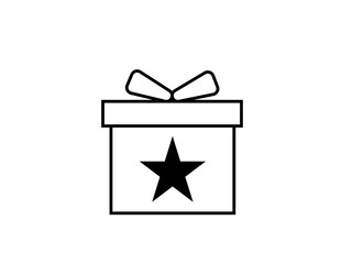 Vector Gift Box with a star Icon &ndash; White Present Symbol for Birthday and Christmas Graphics