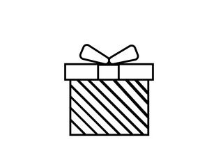 Vector Gift Box Icon &ndash; White Present Symbol for Birthday and Christmas Graphics