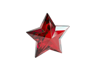 Red Crystal Star Isolated on White Background