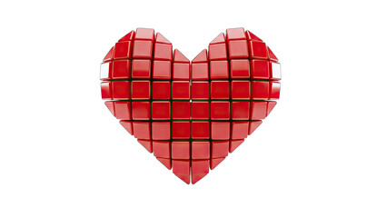 Red Cube Heart on White Background