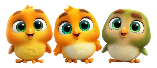 Fototapeta premium Charming Cartoon Birds in Festive Colors Representing Joy and Celebration