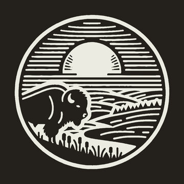 Bison Silhouette in Natures Circular Landscape Design.