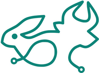 Bull rabbit line art logo