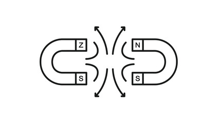 Obraz premium Magnetic field lines interacting between two bar magnets a visual silhouette