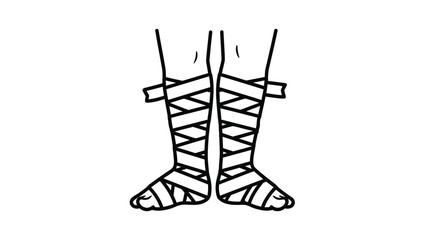 Ancient roman sandals depiction a minimalist line art illustration silhouette
