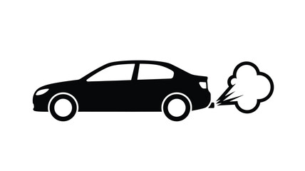 Black car emitting smoke a minimalistic vehicle depiction silhouette
