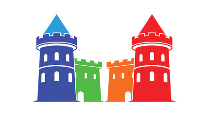 Colorful castle towers standing together a vibrant architectural silhouette © momotaj