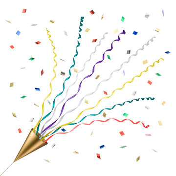 Party cracker and colorful confetti	