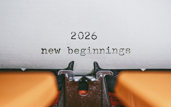 Old Typewriter with following text on paper - 2026 new beginnings